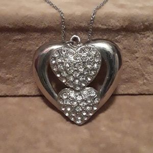Vintage rhinestone heart/chain